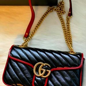 GUCCI Calfskin Matelasse Small GG Marmont Shoulder